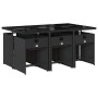 Set de comedor de jardín 7 pzas y cojines ratán sintético negro de , Conjuntos de jardín - Ref: Foro24-3211087, Precio: 393,6...
