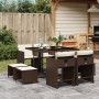 Set comedor para jardín 9 pzas y cojines ratán sintético marrón de , Conjuntos de jardín - Ref: Foro24-3211137, Precio: 355,2...