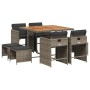 Set comedor jardín 9 pzas y cojines ratán sintético gris de , Conjuntos de jardín - Ref: Foro24-3211142, Precio: 392,81 €, De...
