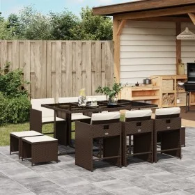 Set comedor de jardín 11 pzas y cojines ratán sintético marrón de , Conjuntos de jardín - Ref: Foro24-3211149, Precio: 536,05...