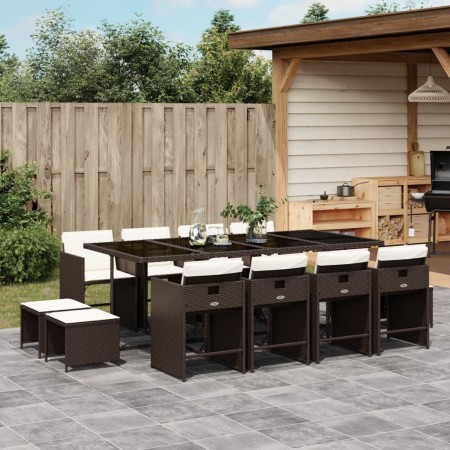 Set muebles de jardín 13 pzas y cojines ratán sintético marrón de , Conjuntos de jardín - Ref: Foro24-3211161, Precio: 661,35...