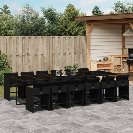 Set comedor de jardín con cojines 13 pzas ratán sintético negro de , Conjuntos de jardín - Ref: Foro24-3211123, Precio: 806,5...