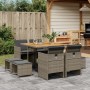 Set comedor jardín 9 pzas y cojines ratán sintético gris de , Conjuntos de jardín - Ref: Foro24-3210602, Precio: 490,51 €, De...