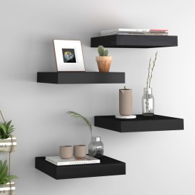 Estantes flotantes de pared 4 uds MDF negro 23x23,5x3,8 cm en Estanterías | Comprar online en Foru.es