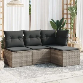Set de sofás de jardín 4 pzas y cojines ratán sintético gris de , Conjuntos de jardín - Ref: Foro24-3217502, Precio: 251,57 €...