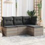 Set de sofás de jardín 4 pzas y cojines ratán sintético gris de , Conjuntos de jardín - Ref: Foro24-3217502, Precio: 237,14 €...