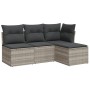 Set de sofás de jardín 4 pzas y cojines ratán sintético gris de , Conjuntos de jardín - Ref: Foro24-3217502, Precio: 237,14 €...