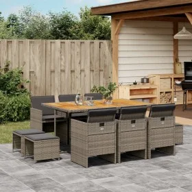 Set de comedor de jardín 11 pzas y cojines ratán sintético gris de , Conjuntos de jardín - Ref: Foro24-3210614, Precio: 657,3...