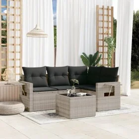 Set de sofás jardín y cojines 5 pzas ratán sintético gris claro de , Conjuntos de jardín - Ref: Foro24-3252459, Precio: 363,9...