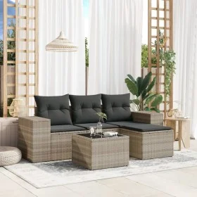 Set de sofás jardín y cojines 5 pzas ratán sintético gris claro de , Conjuntos de jardín - Ref: Foro24-3254819, Precio: 349,5...