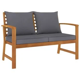 Banco de jardín 120 cm cojines gris oscuro madera acacia maciza de vidaXL, Bancos de jardín - Ref: Foro24-311830, Precio: 185...