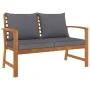 Banco de jardín 120 cm cojines gris oscuro madera acacia maciza by vidaXL, garden benches - Ref: Foro24-311830, Price: 185,32...