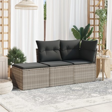 Set de sofá de jardín 3 pzas y cojines ratán sintético gris de , Conjuntos de jardín - Ref: Foro24-3217472, Precio: 190,38 €,...