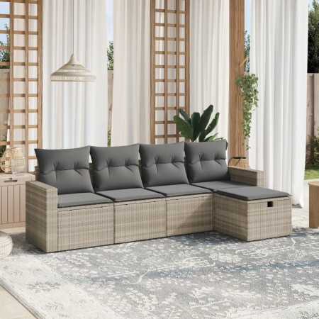 Set de sofás jardín y cojines 5 pzas ratán sintético gris claro de , Conjuntos de jardín - Ref: Foro24-3263468, Precio: 305,7...