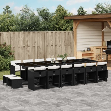 Set de muebles jardín 17 pzas con cojines ratán sintético negro de , Conjuntos de jardín - Ref: Foro24-3211182, Precio: 876,5...