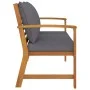 Banco de jardín 120 cm cojines gris oscuro madera acacia maciza by vidaXL, garden benches - Ref: Foro24-311830, Price: 185,32...