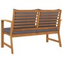Banco de jardín 120 cm cojines gris oscuro madera acacia maciza de vidaXL, Bancos de jardín - Ref: Foro24-311830, Precio: 188...