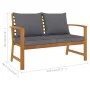 Banco de jardín 120 cm cojines gris oscuro madera acacia maciza by vidaXL, garden benches - Ref: Foro24-311830, Price: 185,32...