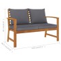Banco de jardín 120 cm cojines gris oscuro madera acacia maciza de vidaXL, Bancos de jardín - Ref: Foro24-311830, Precio: 188...