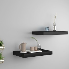 Estantes flotantes de pared 2 uds MDF negro 40x23x3,8 cm en Estanterías | Comprar online en Foru.es