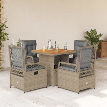 Set comedor de jardín 5 pzas con cojines ratán sintético beige de , Conjuntos de jardín - Ref: Foro24-3262917, Precio: 511,59...