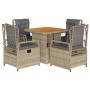 Set comedor de jardín 5 pzas con cojines ratán sintético beige de , Conjuntos de jardín - Ref: Foro24-3262917, Precio: 511,59...