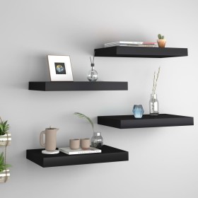 Estantes flotantes de pared 4 uds MDF negro 40x23x3,8 cm en Estanterías | Comprar online en Foru.es