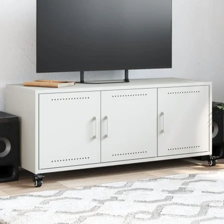 Mueble para TV acero laminado en frío blanco 100,5x39x43,5 cm de , Muebles TV - Ref: Foro24-846649, Precio: 100,25 €, Descuen...