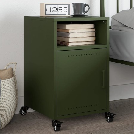 Mesita de noche acero verde oliva 36x39x59 cm de , Mesitas de noche - Ref: Foro24-846724, Precio: 65,23 €, Descuento: %