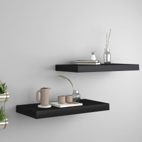 Estantes flotantes de pared 2 uds MDF negro 50x23x3,8 cm en Estanterías | Comprar online en Foru.es