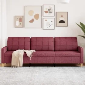Sofá de 3 plazas de tela rojo tinto 210 cm de , Sofás - Ref: Foro24-4007420, Precio: 329,56 €, Descuento: %