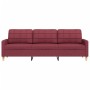 Sofá de 3 plazas de tela rojo tinto 210 cm de , Sofás - Ref: Foro24-4007420, Precio: 338,56 €, Descuento: %