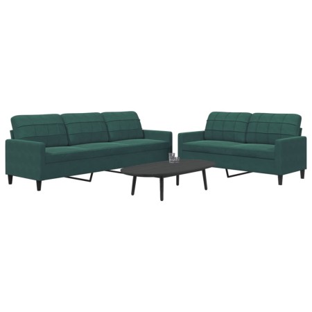Juego de sofás con cojines 2 piezas terciopelo verde oscuro de , Sofás - Ref: Foro24-3278473, Precio: 576,04 €, Descuento: %