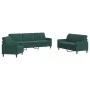 Juego de sofás con cojines 3 piezas terciopelo verde oscuro de , Sofás - Ref: Foro24-3278433, Precio: 725,43 €, Descuento: %