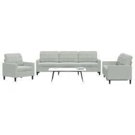 Juego de sofás con cojines 3 piezas terciopelo gris claro de , Sofás - Ref: Foro24-3278431, Precio: 604,81 €, Descuento: %
