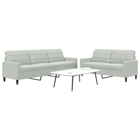 Juego de sofás con cojines 2 piezas terciopelo gris claro de , Sofás - Ref: Foro24-3278471, Precio: 462,38 €, Descuento: %