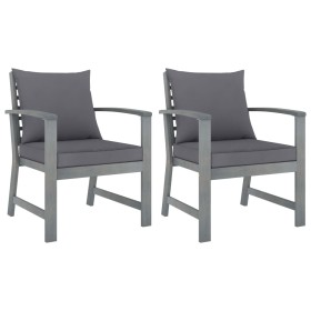 Sillas de jardín cojines 2 uds gris oscuro madera maciza acacia de vidaXL, Sillas de jardín - Ref: Foro24-311827, Precio: 160...