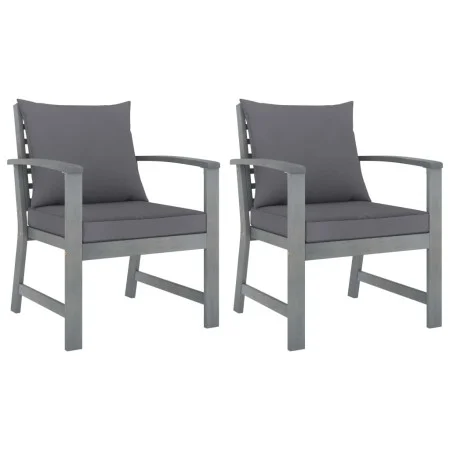 Sillas de jardín cojines 2 uds gris oscuro madera maciza acacia de vidaXL, Sillas de jardín - Ref: Foro24-311827, Precio: 159...