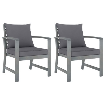 Sillas de jardín cojines 2 uds gris oscuro madera maciza acacia de vidaXL, Sillas de jardín - Ref: Foro24-311827, Precio: 160...