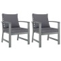 Sillas de jardín cojines 2 uds gris oscuro madera maciza acacia de vidaXL, Sillas de jardín - Ref: Foro24-311827, Precio: 160...