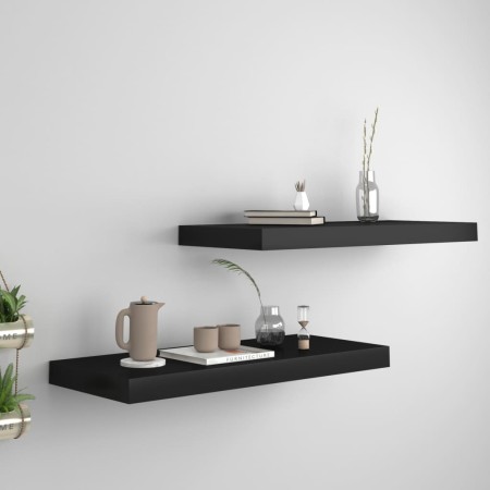 Estantes flotantes de pared 2 uds MDF negro 60x23,5x3,8 cm en Estanterías | Comprar online en Foru.es