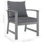 Sillas de jardín cojines 2 uds gris oscuro madera maciza acacia de vidaXL, Sillas de jardín - Ref: Foro24-311827, Precio: 160...