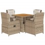 Set comedor de jardín 5 pzas con cojines ratán sintético beige de , Conjuntos de jardín - Ref: Foro24-3262775, Precio: 607,96...