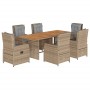 Set comedor de jardín 7 pzas con cojines ratán sintético beige de , Conjuntos de jardín - Ref: Foro24-3262789, Precio: 854,07...
