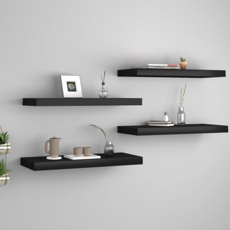 Estante flotante de pared 4 uds MDF negro 60x23,5x3,8 cm en Estanterías | Comprar online en Foru.es