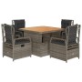 Set comedor de jardín 5 piezas con cojines ratán sintético gris de , Conjuntos de jardín - Ref: Foro24-3262915, Precio: 550,0...