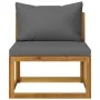 Zweiteiliges Sofaspiel mit dunkelgrauen Kissen aus Akazienholz. von vidaXL, Modulare Sofas für den Außenbereich - Ref: Foro24...