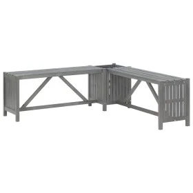 Gray acacia wood flower pot corner garden bench 117 cm by vidaXL, garden benches - Ref: Foro24-311824, Price: 90,12 €, Discou...