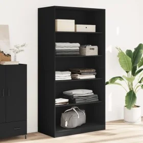 Armario de madera contrachapada negro 100x50x200 cm de , Armarios roperos - Ref: Foro24-3307730, Precio: 200,34 €, Descuento: %