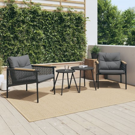 Juego de muebles de jardín con cojines 4 piezas acero negro de , Conjuntos de jardín - Ref: Foro24-4009302, Precio: 288,29 €,...